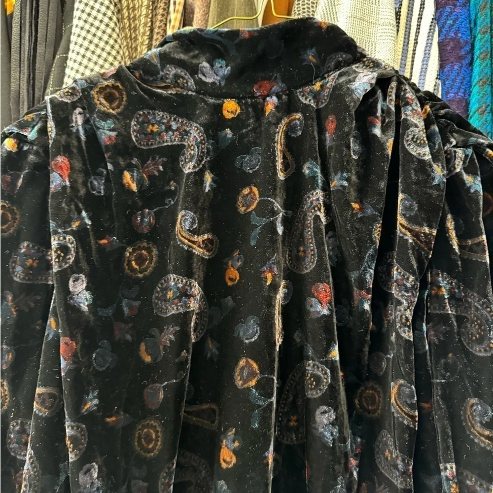 Zara- Black Velvet Paisley Longsleeve Mini Dress